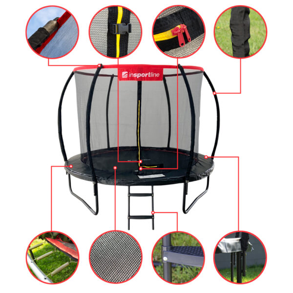 Trampolina z pełnym wyposażeniem inSPORTline Flea PRO 244 cm - obrazek 3